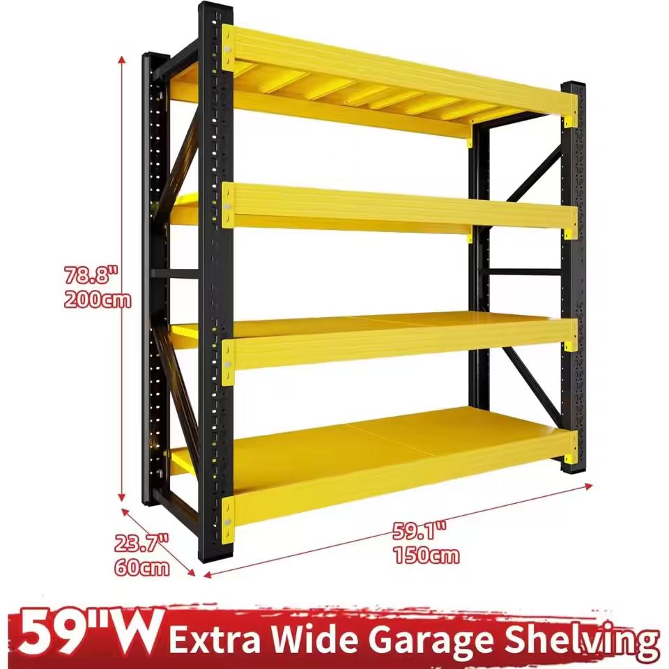 5000-Pound Garage Shelving, 59" Wide, Heavy-Duty Four-Tier Metal Storage Rack