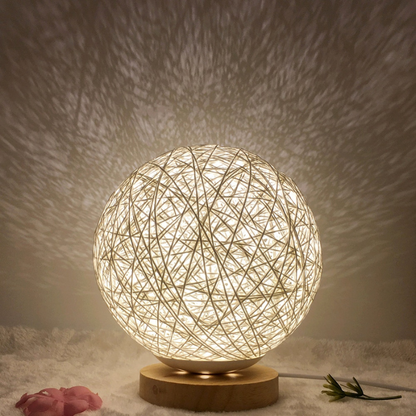 Round Rattan Desk Lamp