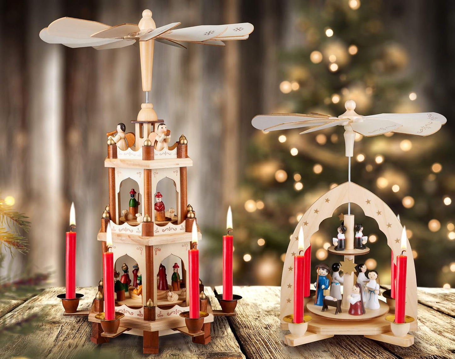 18/24 Inches Wooden Christmas Pyramid - Nativity Play